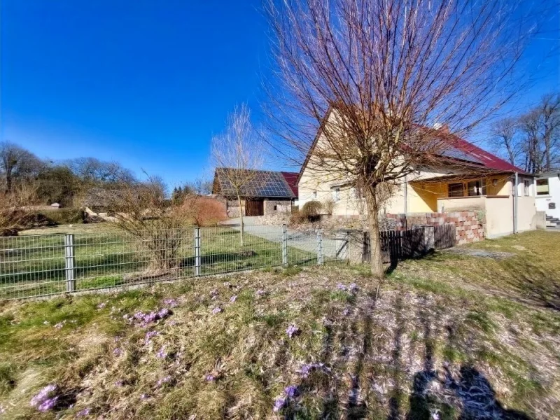 Blick auf das Haus - Haus kaufen in Wriezen - Charmante Doppelhaushälfte mit Scheune und PV-Anlage in traumhafter Naturidylle