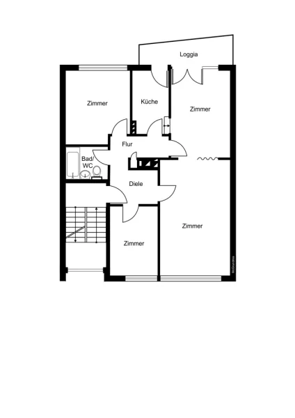 Grundriss 1.-2. Obergeschoss - nicht maßstabsgetreu