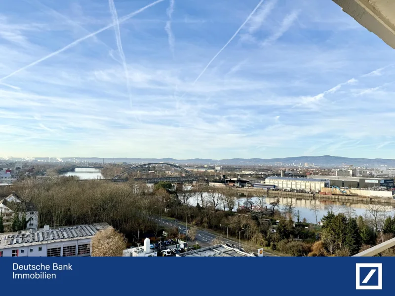 Aussicht Loggia - Wohnung kaufen in Frankfurt - Eigennutz oder Kapitalanlage: Attraktive 2-Zi-Whg. mit Blick über den Main in Frankfurt-Niederrad