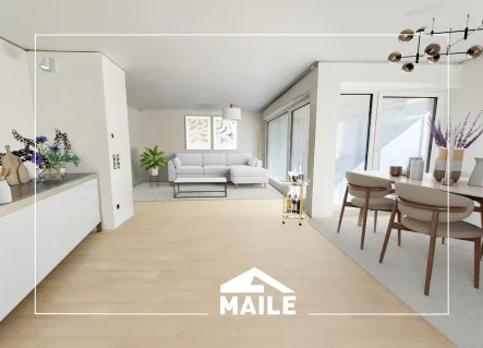 Visualisierung - Wohnung mieten in Stuttgart - Helle 2,5-Zimmer Wohnung mit Balkon und Stellplatz am Feuersee!