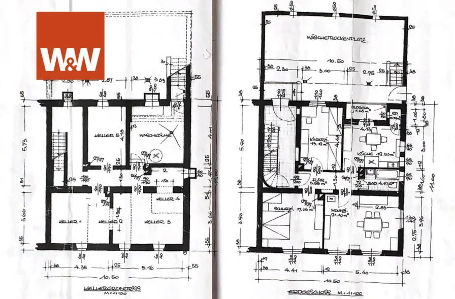 Grundriss Keller und EG SW MFH