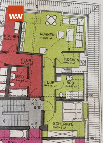 Grundriss Wohung Nr. 10 Grün