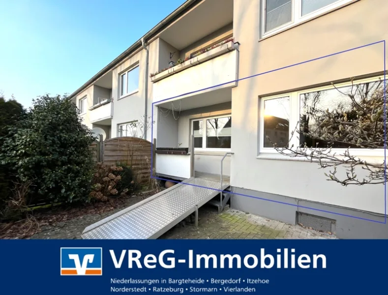 Titelbild mit Störer - Wohnung kaufen in Hohenlockstedt - 3 Zimmer-Erdgeschosswohnung mit Loggia und Terrasse in Hohenlockstedt