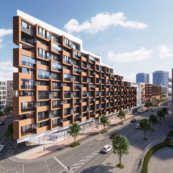 Außenvisualisierung - Wohnung kaufen in HafenCity, Hamburg - Moderne 3-Zimmerwohnung mit Loggia im Neubauprojekt Eleven Decks