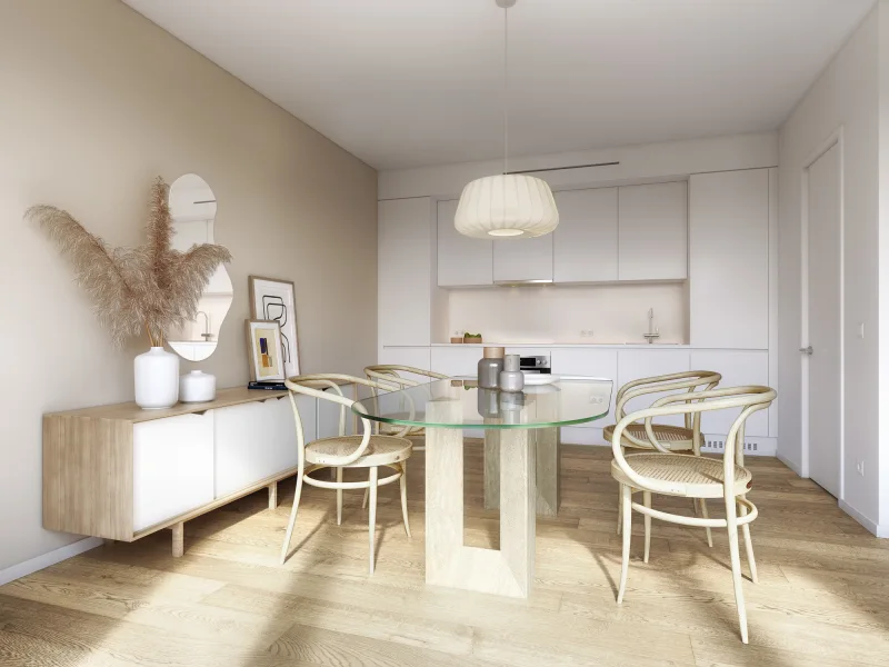 Wohnzimmer Impression - Wohnung kaufen in HafenCity, Hamburg - Attraktive 2-Zimmer-Wohnung im Neubauprojekt Eleven Decks