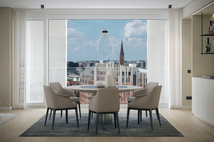 Essbereich Impression  - Wohnung kaufen in Hamburg - Fantastische Weitblicke über die Stadt und Elbphilharmonie im Luxustower The Lyte