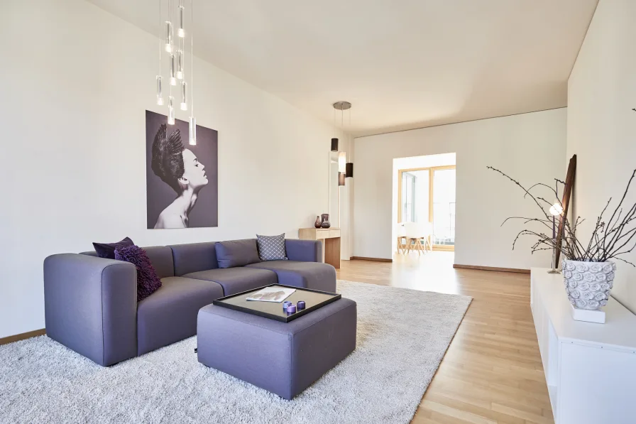 Wohnzimmer Impression - Wohnung mieten in Hamburg,HafenCity - Charmante 3-Zimmer Wohnung im Überseequartier