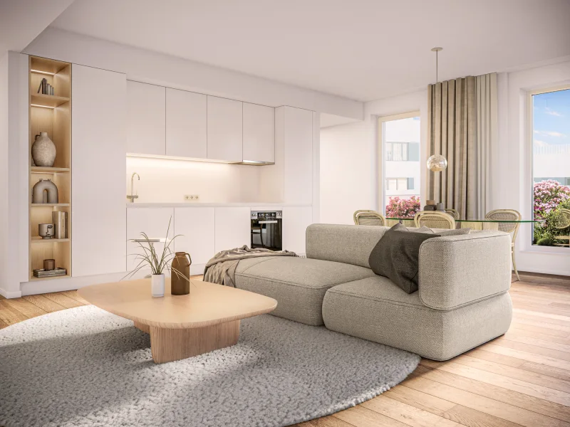 Wohnzimmer Visualisierung - Wohnung mieten in HafenCity, Hamburg - Elegantes Wohnen im ElevenDecks – Exklusive 3-Zimmer-Neubauwohnung