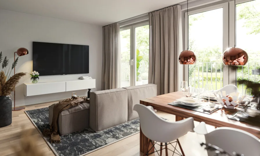 Wohnzimmer - Wohnung kaufen in Asperg - Sonnige 3-Zimmer-Wohnung mit optimaler Anbindung!