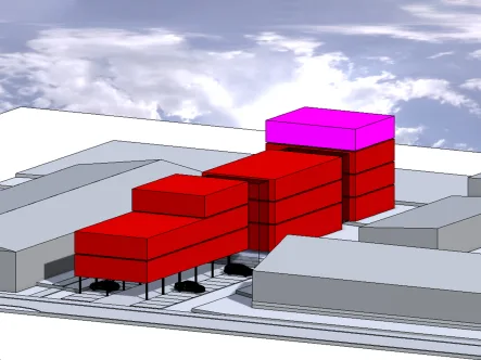 3D Skizze Bürogebäude - Büro/Praxis mieten in Reutlingen - Gute Infrastruktur/Lage * Flexibel * Varianten möglich * Ausstattung nach Bedarf