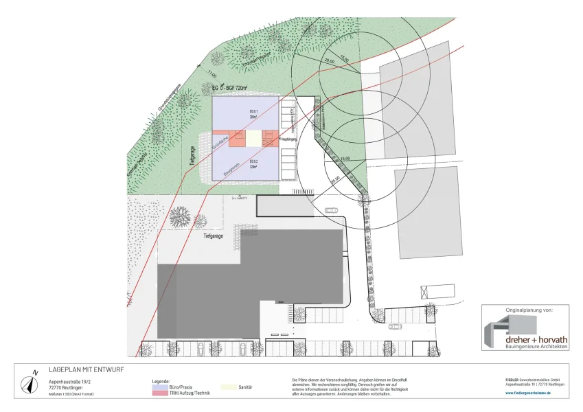 Lageplan mit Entwurf