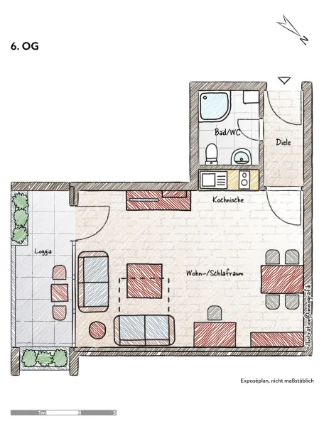 Grundriss Apartment 6. Etage