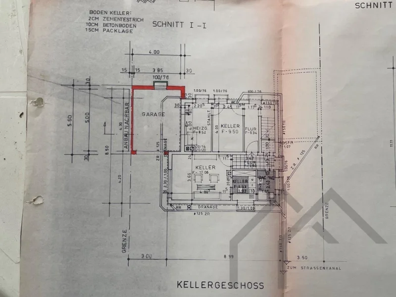 Grundriss Keller ZW mit unterer Garage