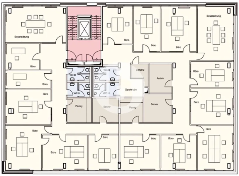 Regelgeschoss mit ca. 615 m²