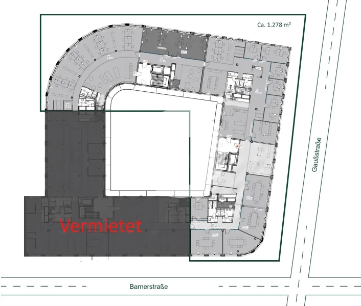 3. Obergeschoss mit ca. 1.278 m², teilbar ab ca. 490 m²