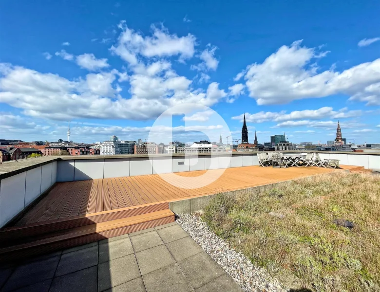 Terrasse - Büro/Praxis mieten in Hamburg - Amundsen Haus - Endetage mit Dachterrassen und Blick auf's Wasser zu vermieten