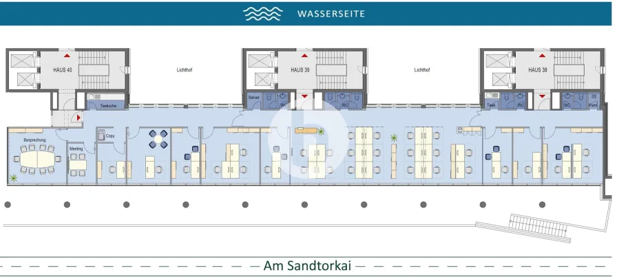 2. Obergeschoss mit ca. 434 m² - beispielhafte Raumaufteilung