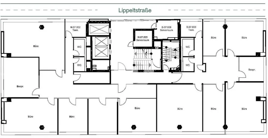7. Obergeschoss mit ca. 450 m², teilbar ab ca. 203 m²