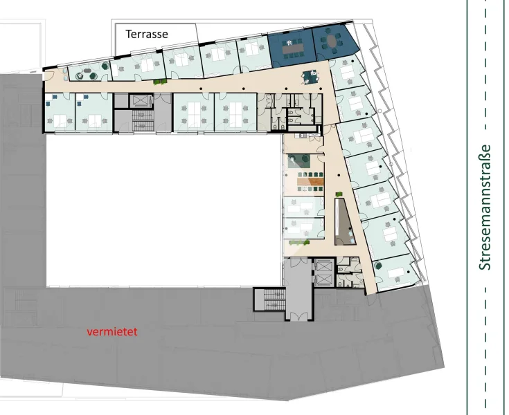 Haus 3 - 5. Obergeschoss mit ca. 709 m², teilbar ab ca. 286 m²