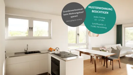 Jetzt Musterwohnung besichtigen! - Wohnung kaufen in Herrenberg - Barrierefreie 2-Zi-Wohnung mit Ostbalkon - als Kapitalanlage geeignet