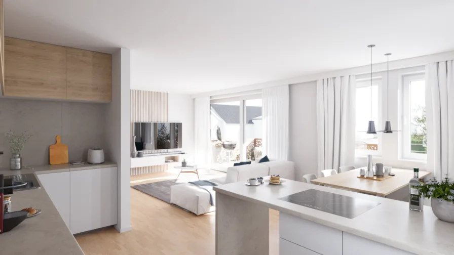 Wohnung 1 und 4 Küche mit Wohn- & Essbereich - Wohnung kaufen in Renningen - FAMILIEN: 4-Zi-EG-Wohnung mit großem Garten – Renningen direkt