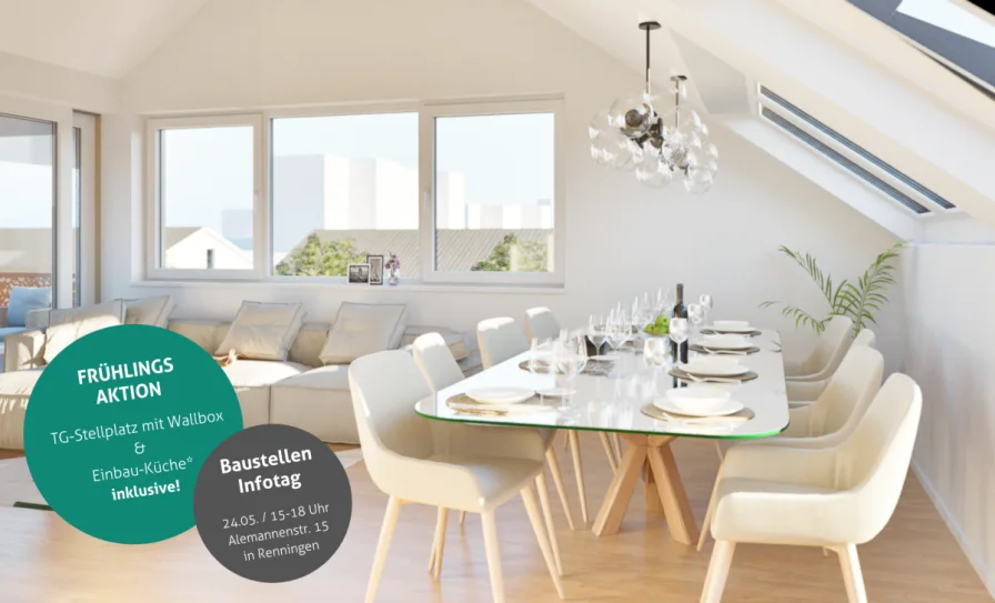 Wohnung 8 - Wohnung kaufen in Renningen - GANZ OBEN: Atemberaubende 3 Zimmer mit Dachterrasse + Loggia – Renningen direkt 