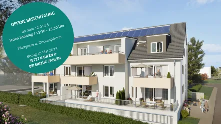 Offene Besichtigung - Wohnung kaufen in Deckenpfronn - Große 3-Zi-Wohnung mit Südterrase – Offene Besichtigung: Sonntags 13:30-15:30 Uhr 