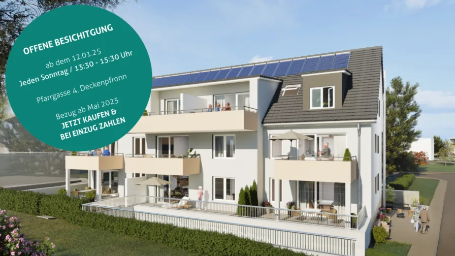 Offene Besichtigung - Wohnung kaufen in Deckenpfronn - Große 3-Zi-Wohnung mit Südterrase & optionaler Betreuung – Offene Besichtigung: Sonntags 13:30-15:30 Uhr 