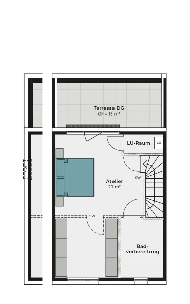 Dachgeschoss Badvorbereitung