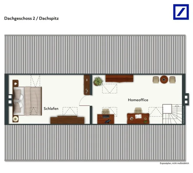 Grundriss Dachspitz - möbliert