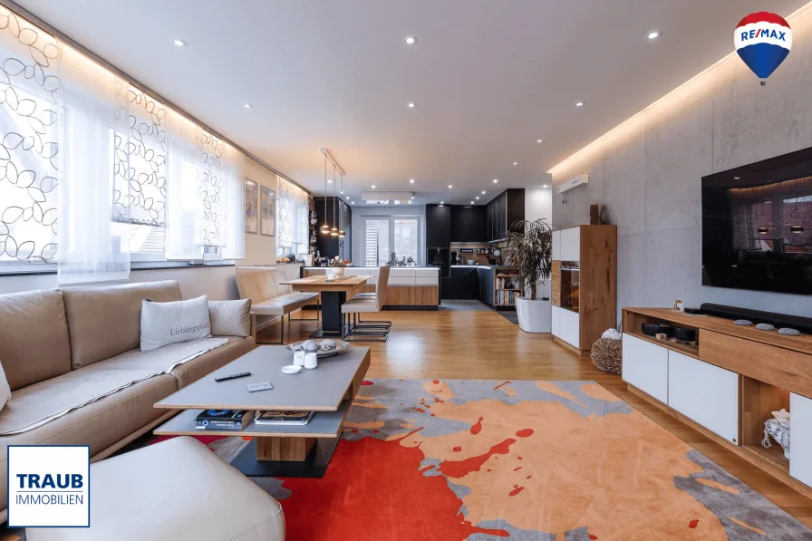 Wohnzimmer - Wohnung kaufen in Korb - Luxuriöse 4-Zimmer-Wohnung mit sonnigem Südbalkon und modernstem Smart-Home-Komfort!