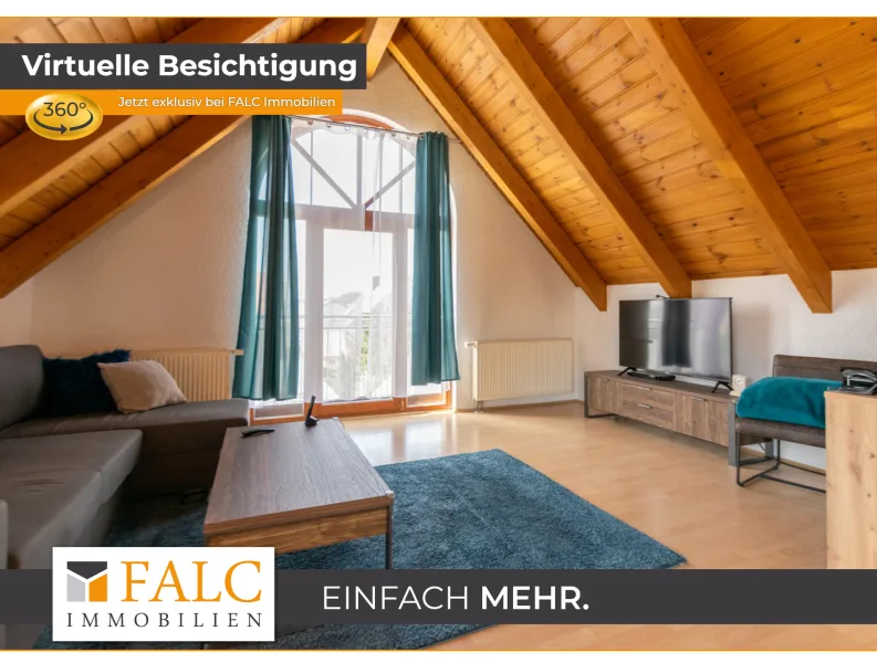 Wohnzimmer  - Wohnung kaufen in Böhl-Iggelheim - Gemütlich wohnen unter dem Dach: 2-Zimmer-Wohnung mit Balkon in Böhl-Iggelheim
