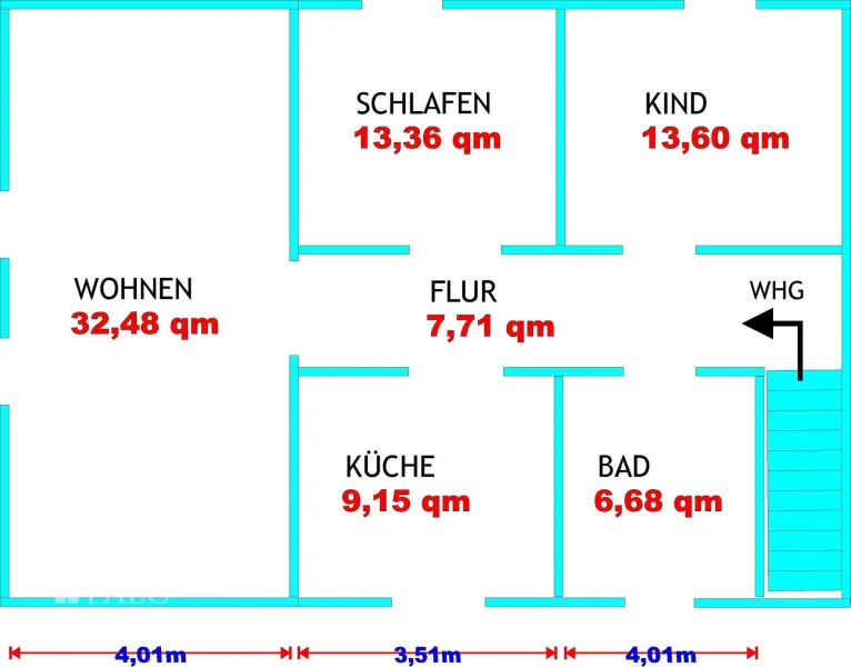 Grundriss Dachgeschosswohnung 