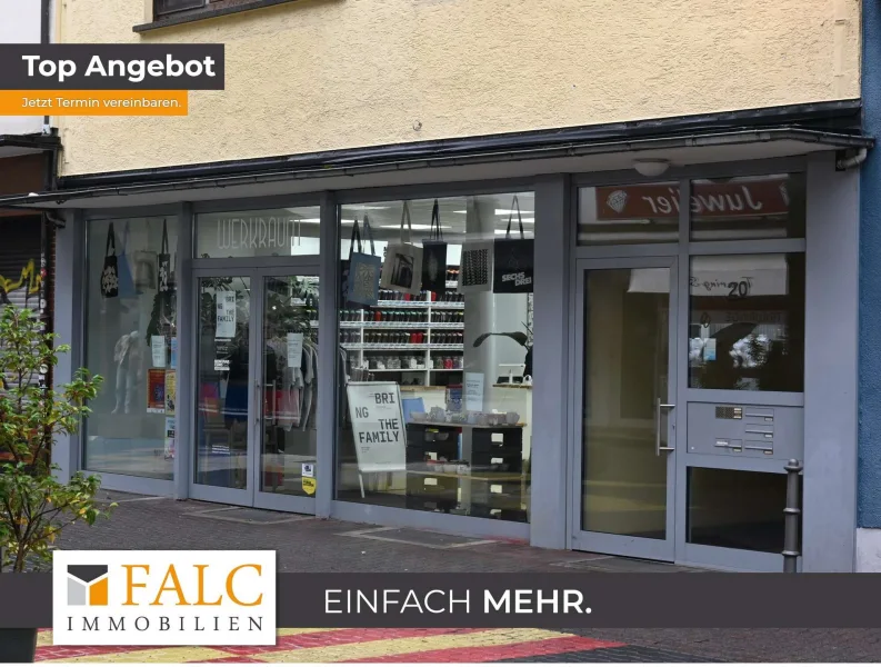 Schaufenster und Eingang - Laden/Einzelhandel mieten in Hanau - Jetzt einen neuen  Laden für 2025 !!!