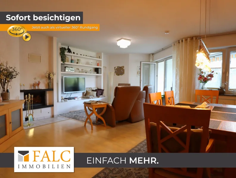 Wohn- / Esszimmer - Wohnung kaufen in Schwalbach am Taunus - Im Sommer Balkon - im Winter Kamin - das ist Ihr neues Zuhause mit bester Infrastruktur!