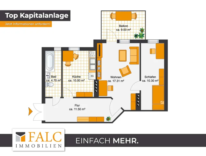 Titel - Wohnung kaufen in Weimar - Weimar: Rendite-Wohnung im EG mit Terrasse und Gartenblick in der Innenstadt ist Langzeitvermietet