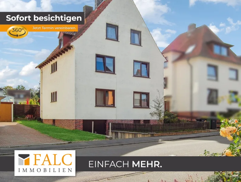 Hausansicht Straßenseite - Haus kaufen in Kassel / Oberzwehren - +++ Mehrfamilienhaus mit schönem Grundstück in zentraler Lage +++
