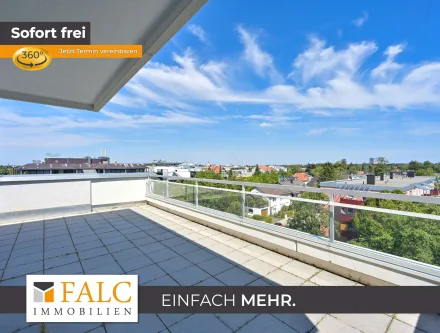 Terrasse NordOst mit Aussicht - Wohnung kaufen in München - Sonnentraum - Penthouse mit umlaufender Dachterrasse