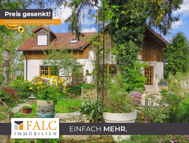 Sofort Bezugsfrei - Haus kaufen in Siegenburg - 2-Familienhaus, Rollstuhl- und altersgerechte Wohnungen. Garten, Teich, Chalet, Ruhe, Sonne...