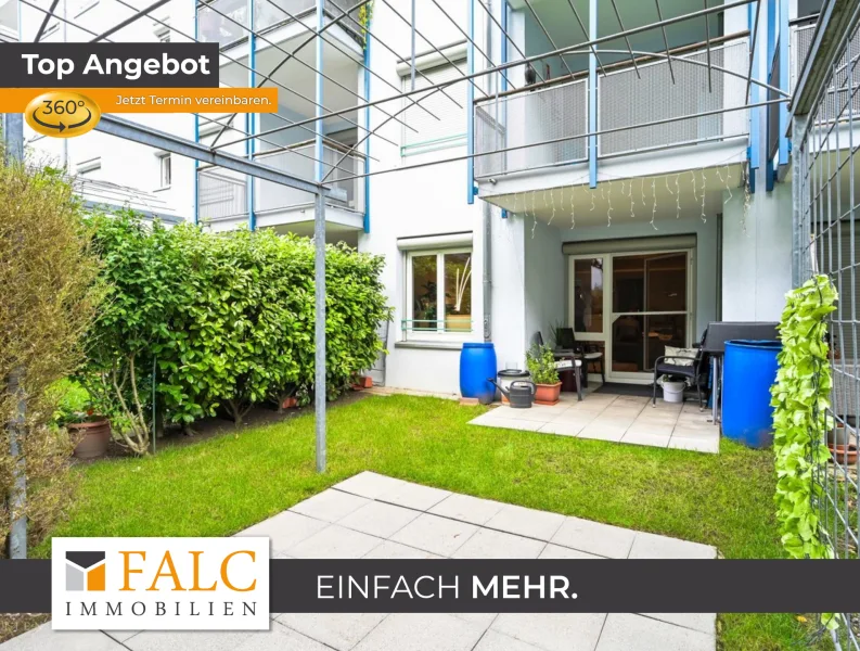 Terrasse und Garten - Wohnung kaufen in Augsburg - Ruhige Wohnidylle: Erdgeschosswohnung mit Terrasse und Grünflächenblick
