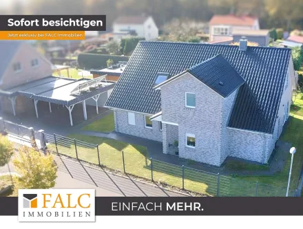 Drohne Nordostansicht - Haus kaufen in Boizenburg/Elbe - Luxuriöses Einfamilienhaus mit hochwertigen Extras und traumhaftem Außenbereich