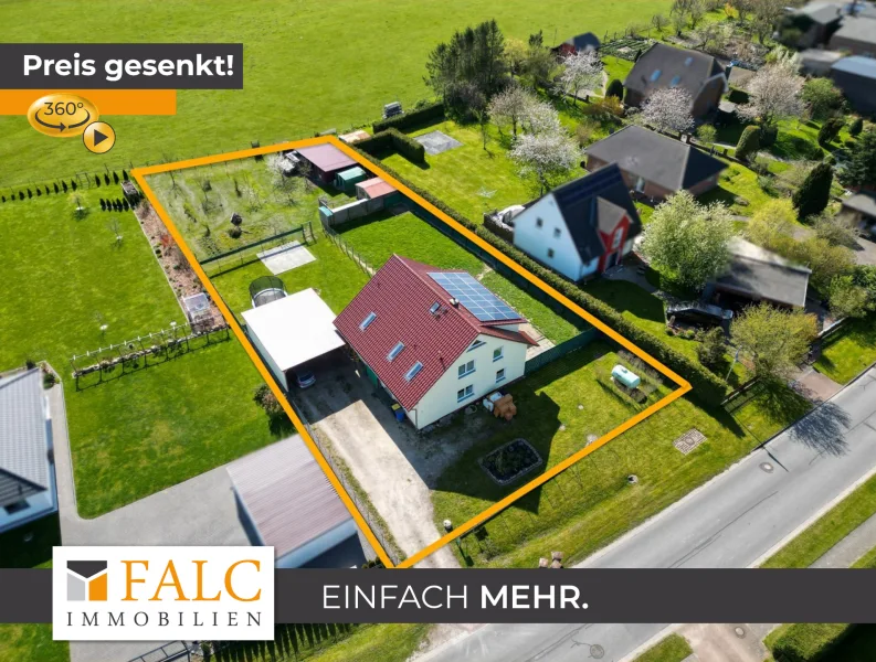 Luftbild Flurstück - Haus kaufen in Völkshagen bei Rostock - Großzügiges 2-Familienhaus in idyllischer Lage