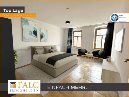 FALC Immobilien Dresden/Pirna - Wohnung mieten in Chemnitz / Kaßberg - Einzigartige 1-Raum-Wohnung mit historischem Flair und modernem Komfort