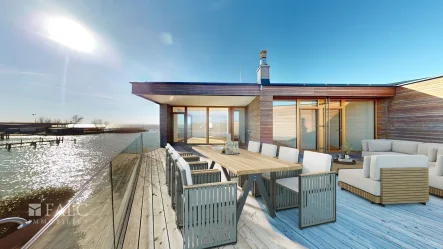 Terrasse2- Muster  - Haus kaufen in Neusiedl am See - Luxuriöses Wohnen direkt am Wasser: Ihr neues Refugium am Neusiedlersee!