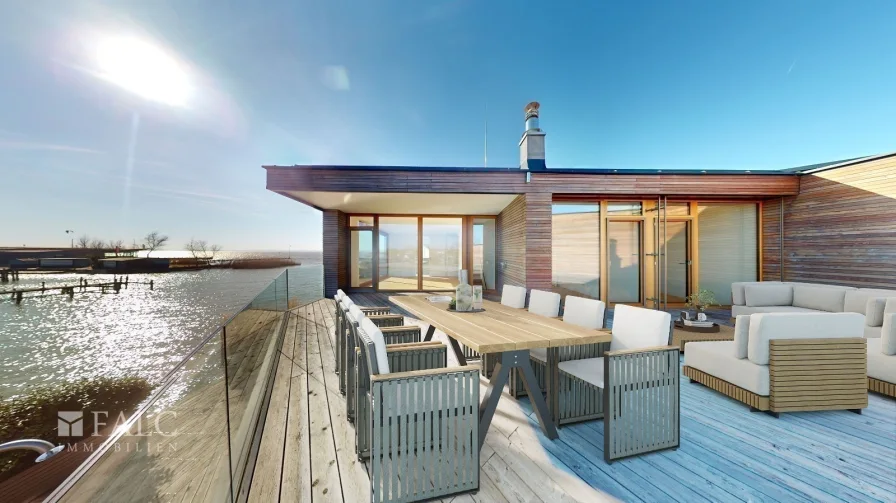 Terrasse2- Muster  - Haus kaufen in Neusiedl am See - Luxuriöses Wohnen direkt am Wasser: Ihr neues Refugium am Neusiedlersee!