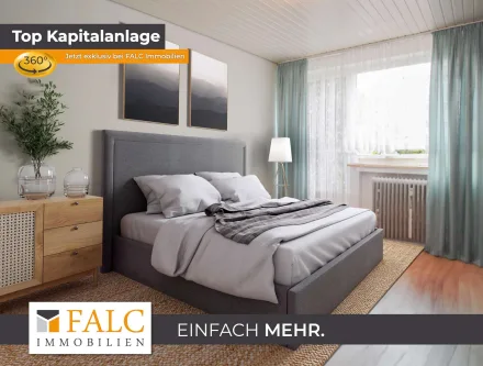 Schlafzimmer - digitales Homestaginig - Wohnung kaufen in Aachen - KAPITALANLAGE IN AACHEN EILENDORF