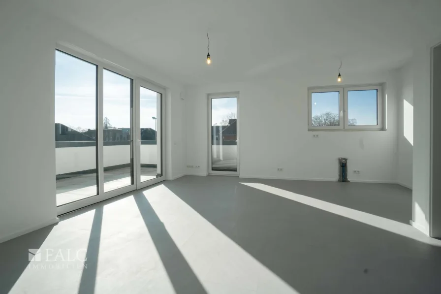 Wohnzimmer - Wohnung kaufen in Krefeld / Oppum - Penthouse-Perle mit Dachterrasse – Stil, Komfort & Panorama!