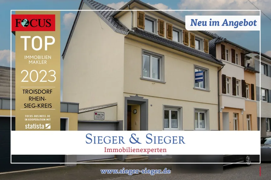  - Haus kaufen in Troisdorf - Gepflegtes Stadthaus mit 2 Wohneinheiten und Garage in der Innenstadt von Troisdorf, nahe der Fußgängerzone!