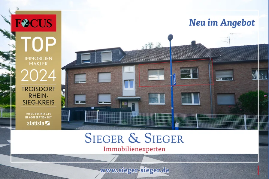  - Wohnung mieten in Troisdorf / Bergheim - Zur Miete: TOP sanierte und geräumige 3-Zimmer-Wohnung mit PKW-Stellplatz in Troisdorf-Bergheim!