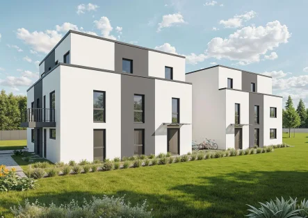 Ansicht Hauseingang - Wohnung kaufen in Niederkassel - Neubauprojekt in Niederkassel-Rheidt: 3-Zimmerwohnungen mit Balkon oder Terrasse